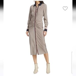 NEW* Veronica Beard Mesika Silk Chiffon Stretch Print Ruched Button